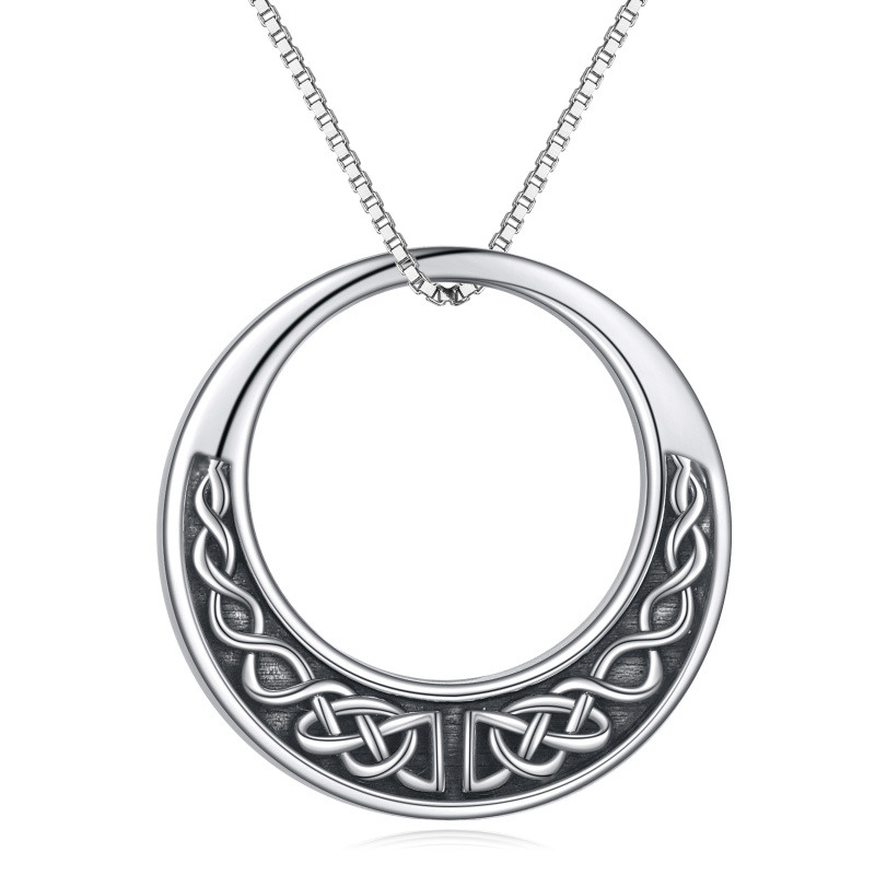Collar urna nudo celta de plata de ley con palabra grabada-14
