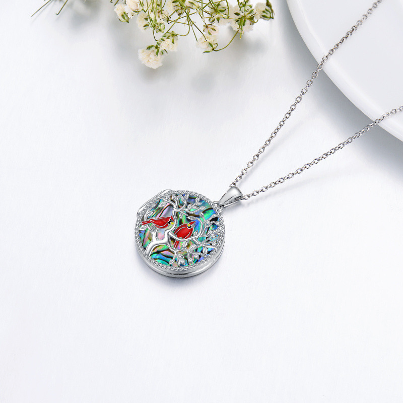 Collar con colgante en forma de cardenal y árbol de la vida, en plata esterlina, con palabra grabada-4