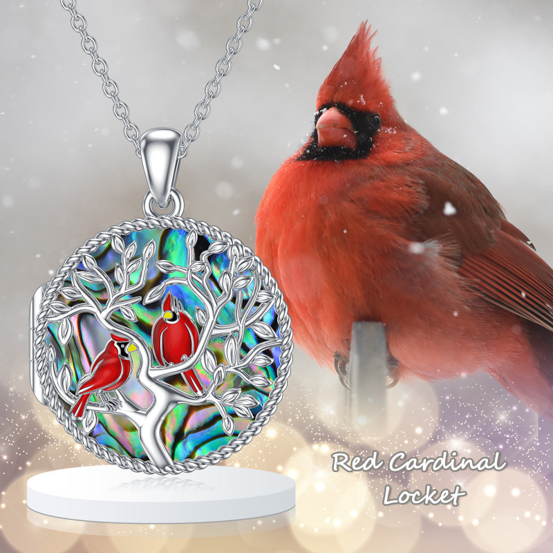 Collar con colgante en forma de cardenal y árbol de la vida, en plata esterlina, con palabra grabada-7