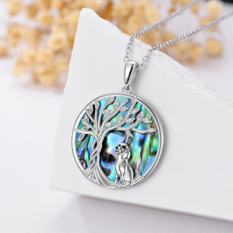 Collier avec pendentif en forme d'arbre de vie en argent sterling en forme de coquillage d'ormeau de forme circulaire-3