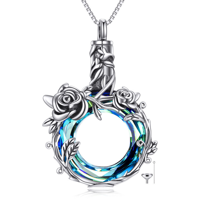 Collier en argent sterling en forme d'urne circulaire en cristal rose-8