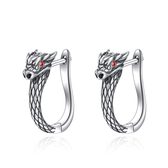 Boucles d'oreilles dragon en argent sterling avec zircon cubique de forme circulaire
