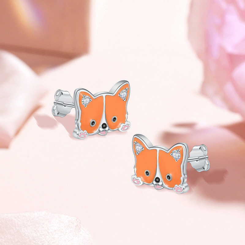 Boucles d'oreilles en argent sterling avec zircon cubique en forme de renard-4