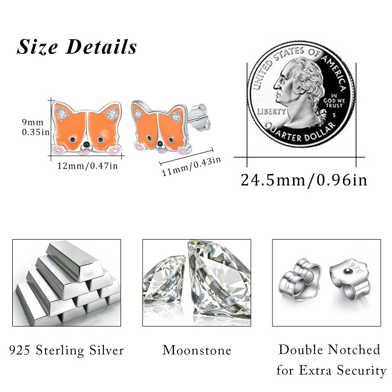 Boucles d'oreilles en argent sterling avec zircon cubique en forme de renard-6