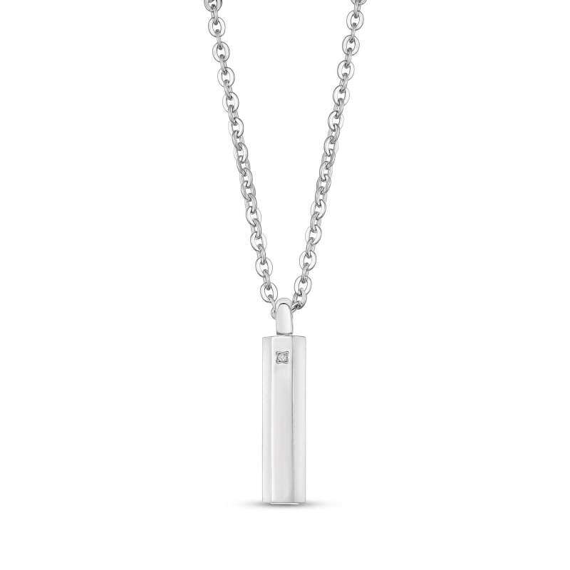 Sterling Silver Circular Shaped Cubic Zirconia Personalized Engraving & Bar Urn Necklace for Ashes-14