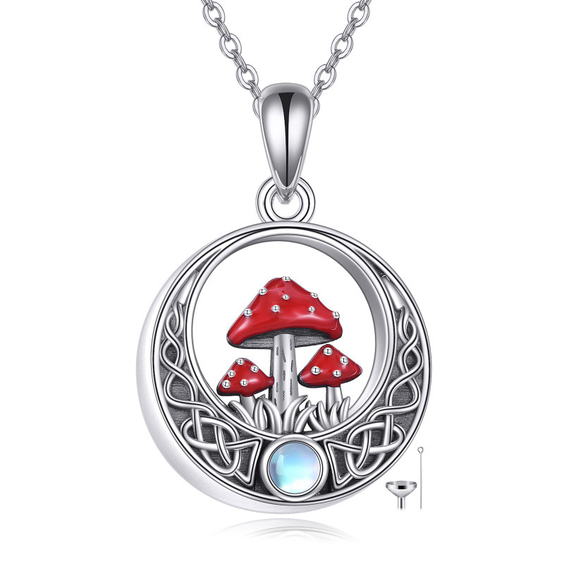 Collier Urne en argent sterling en forme de champignon et nœud celtique en pierre de lune-17