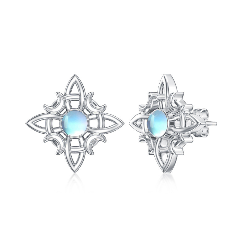 Pendientes de plata de ley con forma circular de estrella de piedra de luna y nudo de bruj-6