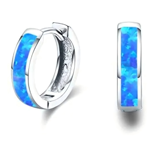 Orecchini a cerchio in argento sterling con opale a forma circolare per madri e sorelle