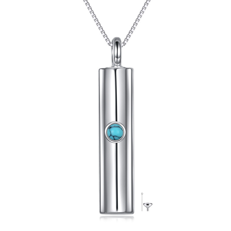 Collar Urna Turquesa Redonda Plata de Ley-5