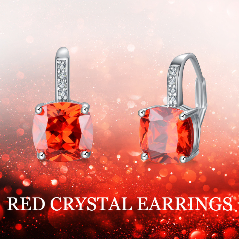 Sterling Silver Created Oval Cut Birthstone Drop Dangle Women Leverback Earrings-5
