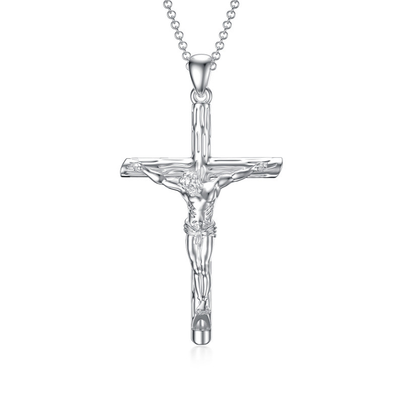 Sterling Silver Cross Jesus Crucifix Whistle Pendant Necklace for Men-16