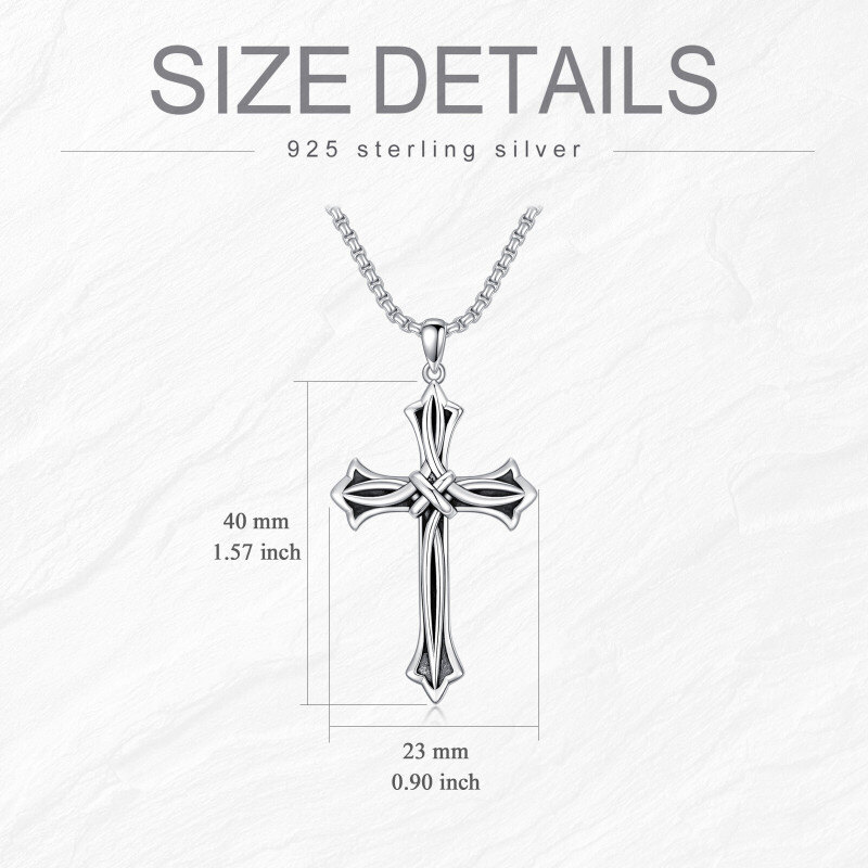 Collar de plata de ley con colgante de nudo cruzado para hombre-6