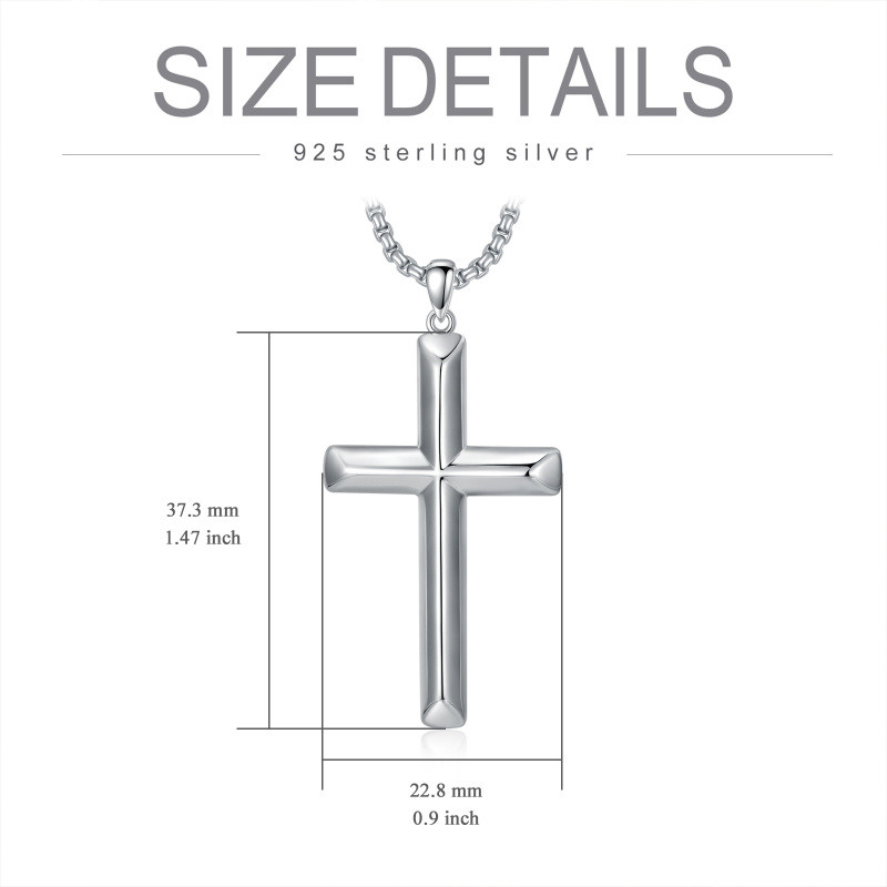 Collar de plata de ley con colgante en forma de cruz para hombre-5