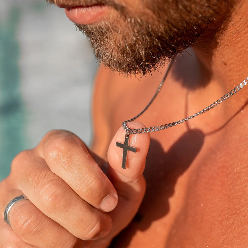 Sterling Silver Cross Pendant Necklace for Men-18