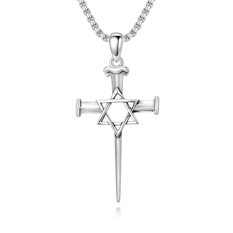 Sterling Silver Cross Pendant Necklace for Men-2