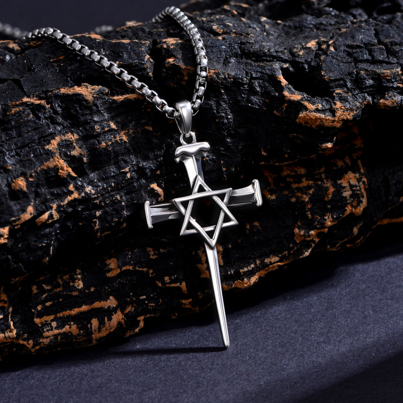 Sterling Silver Cross Pendant Necklace for Men-3