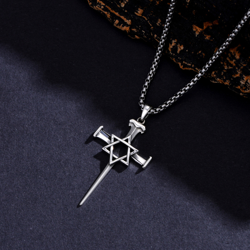 Sterling Silver Cross Pendant Necklace for Men-4
