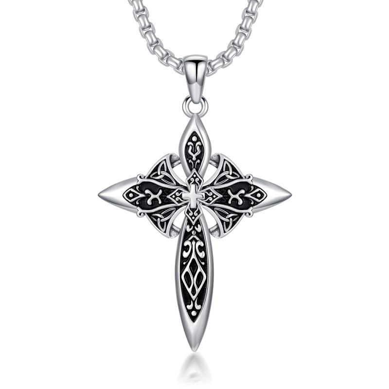 Sterling Silver Cross Pendant Necklace for Men-6