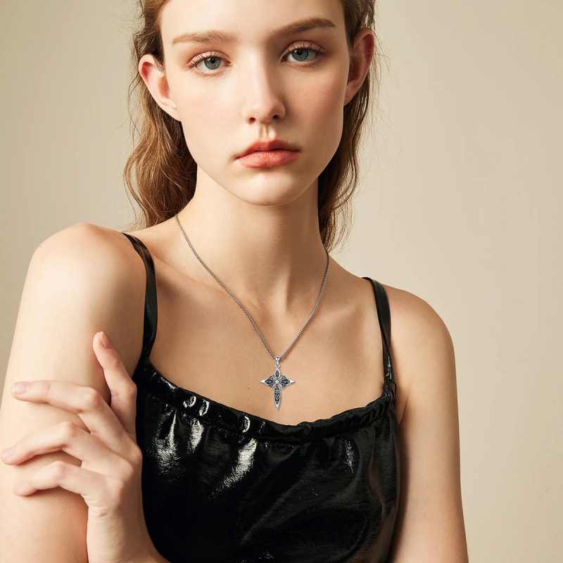 Sterling Silver Cross Pendant Necklace for Men-3