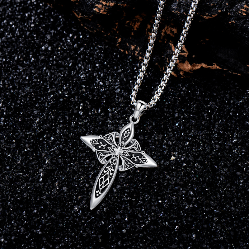 Sterling Silver Cross Pendant Necklace for Men-5