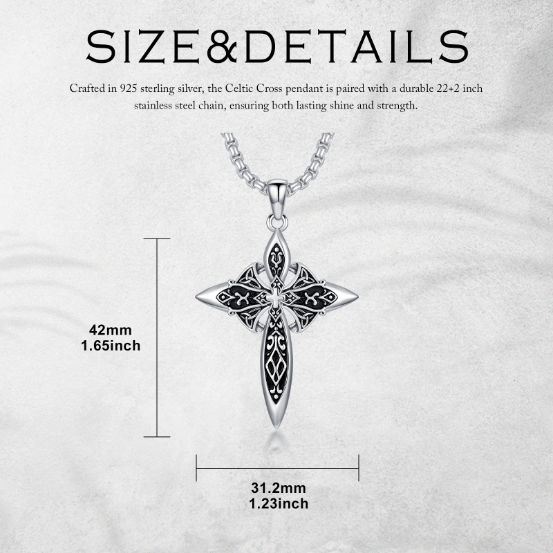 Sterling Silver Cross Pendant Necklace for Men-6