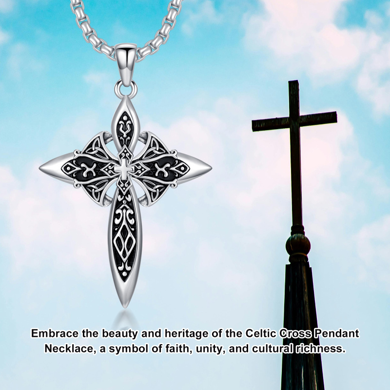 Sterling Silver Cross Pendant Necklace for Men-7