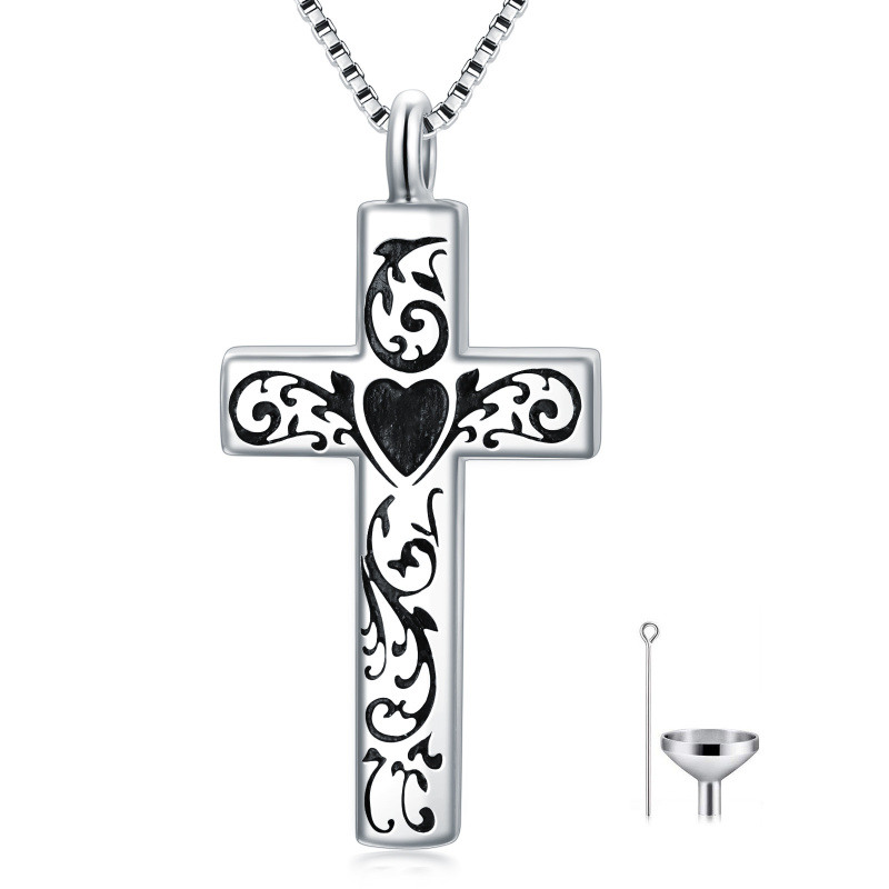 Sterling Silver Cross Urn Necklace for Ashes-14