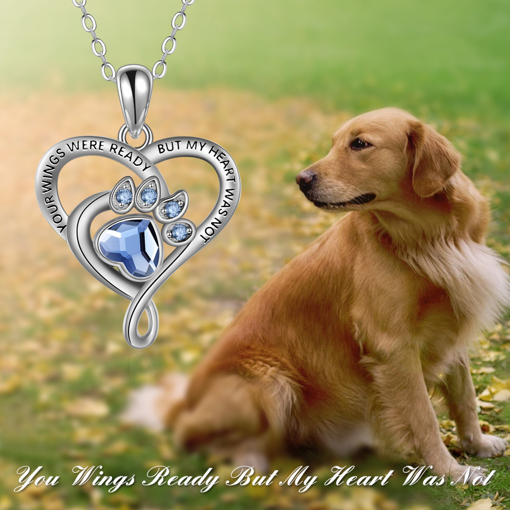 Sterling Silver Crystal Paw & Heart Urn Necklace for Ashes with ...
