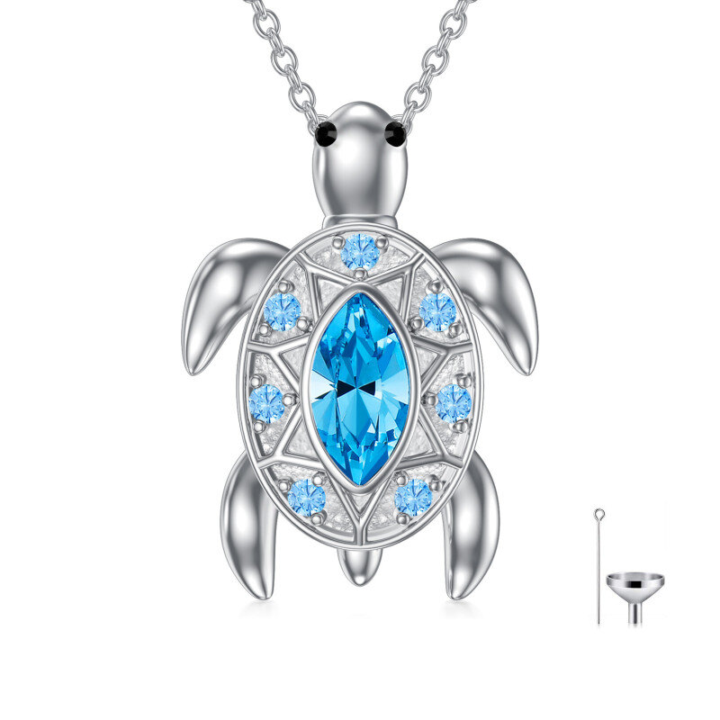 Colar de urna de tartaruga marinha com cristal de prata esterlina para cinzas-17