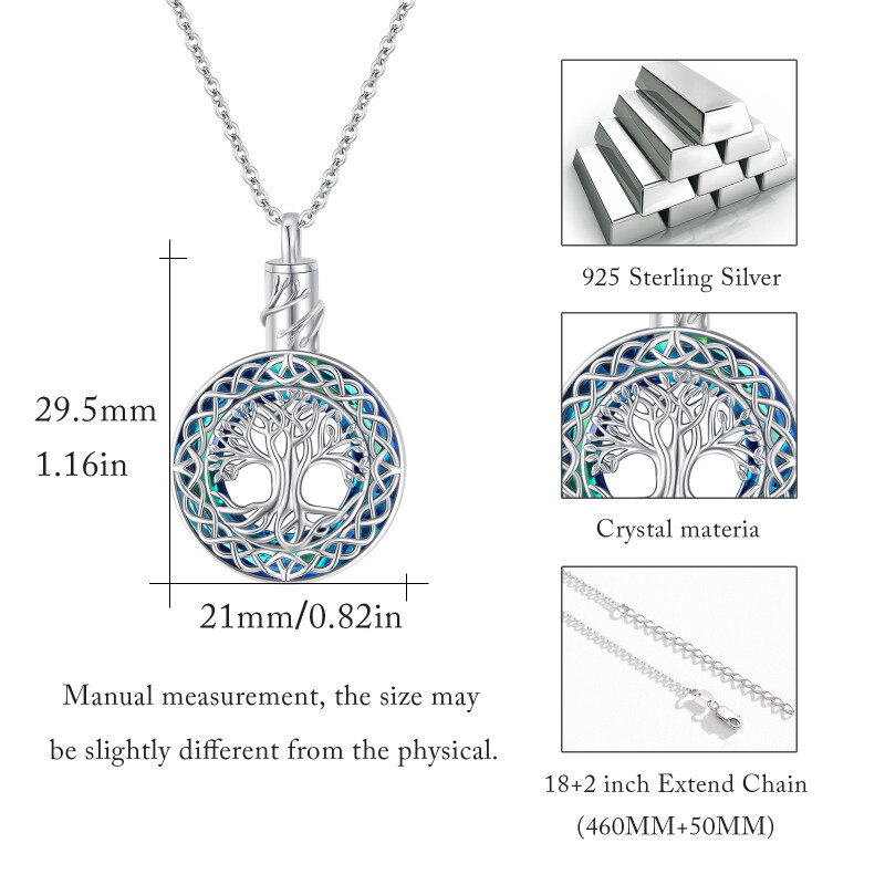 Plata de Ley Árbol de la Vida y Nudo Celta Urna Collar para Cenizas-5