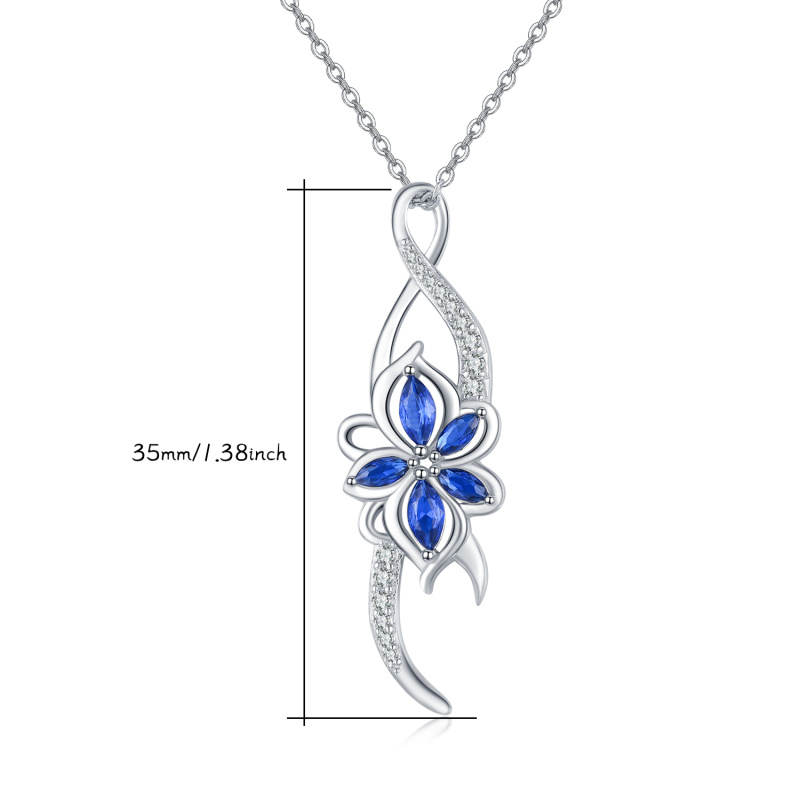 Collar con colgante de símbolo infinito de flor de cumpleaños con circonita cúbica de plata de ley-6