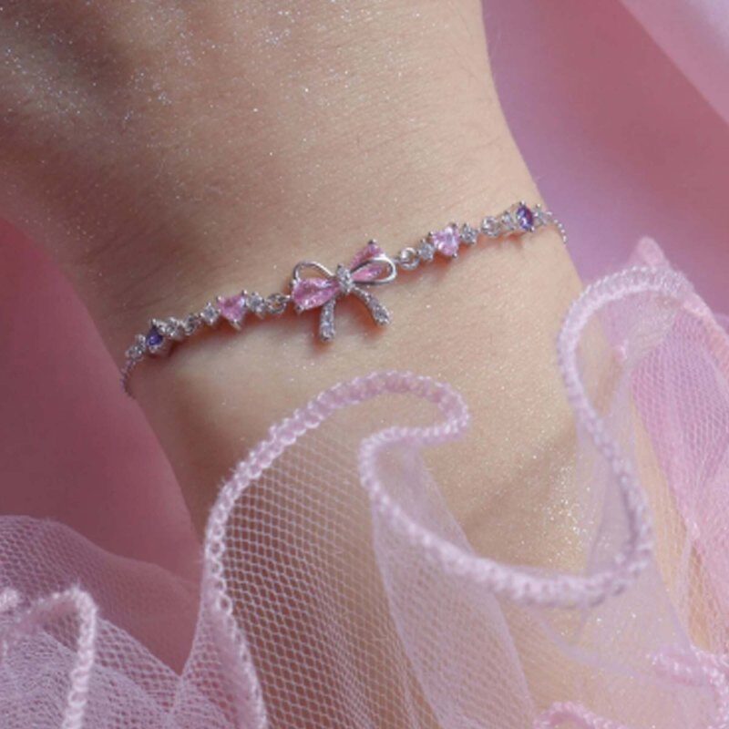 Collar de lazo con circonitas cúbicas en plata de ley-2