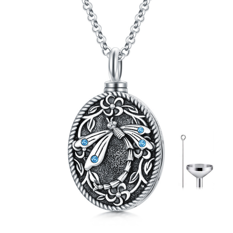 Sterling Silber Cubic Zirkonia Libelle Urne Halskette-17