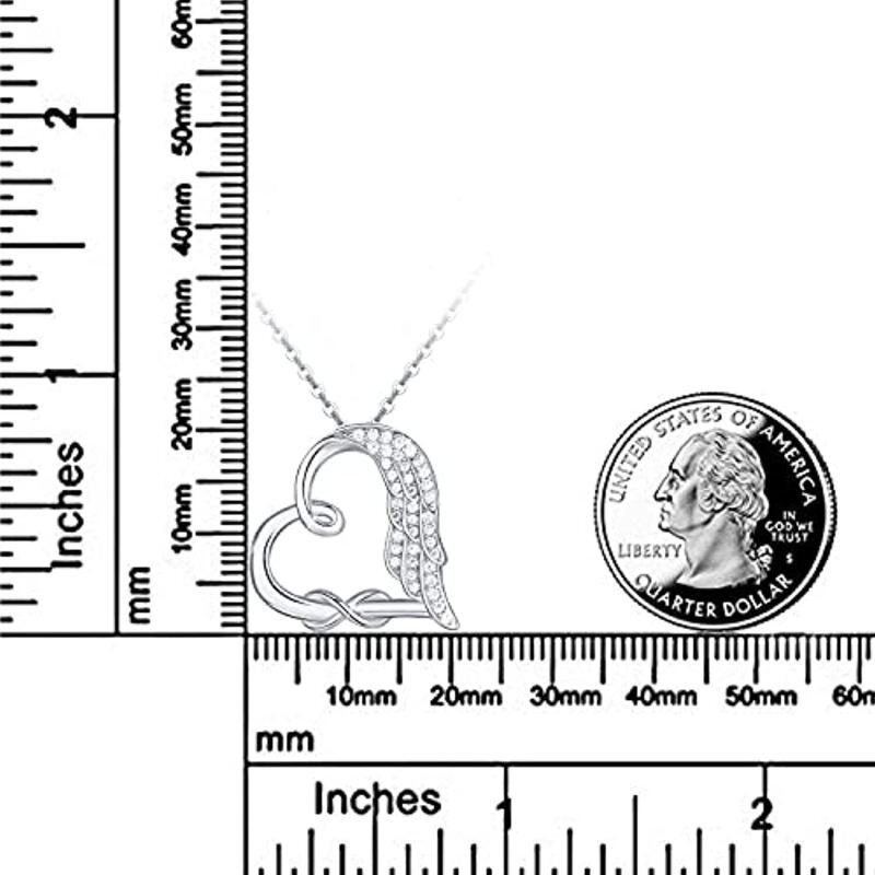 Collar con símbolo de infinito en forma de corazón y pluma de circonita cúbica en plata de ley para mujer-4