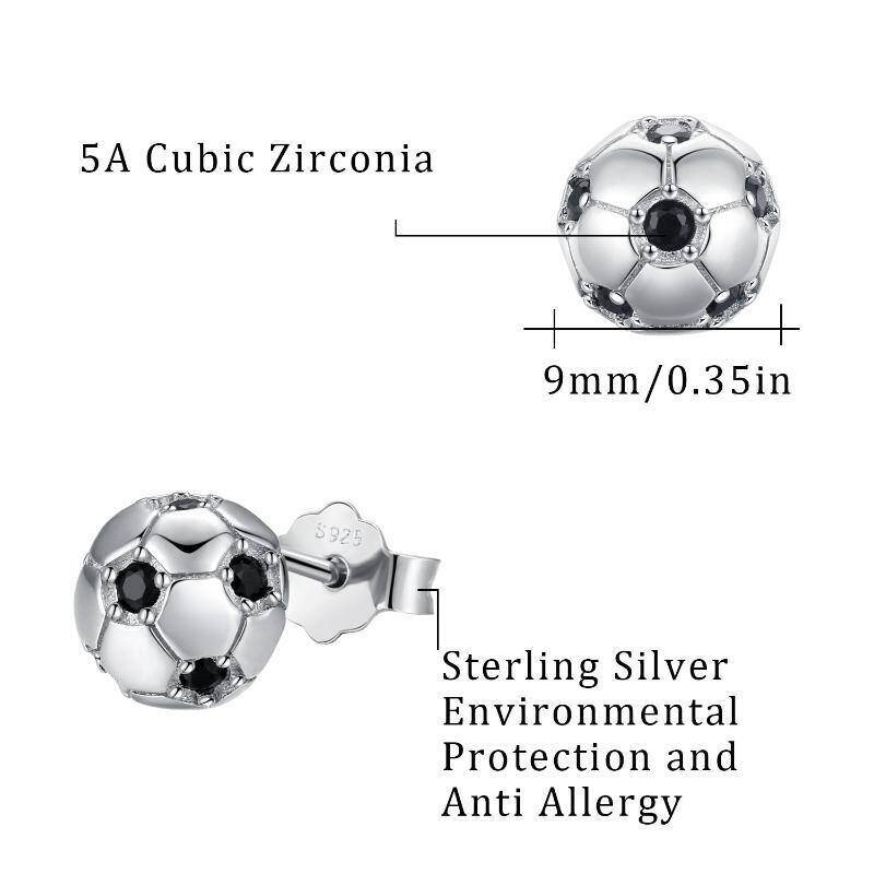 Boucles d'oreilles football en argent sterling avec zircon cubique-6