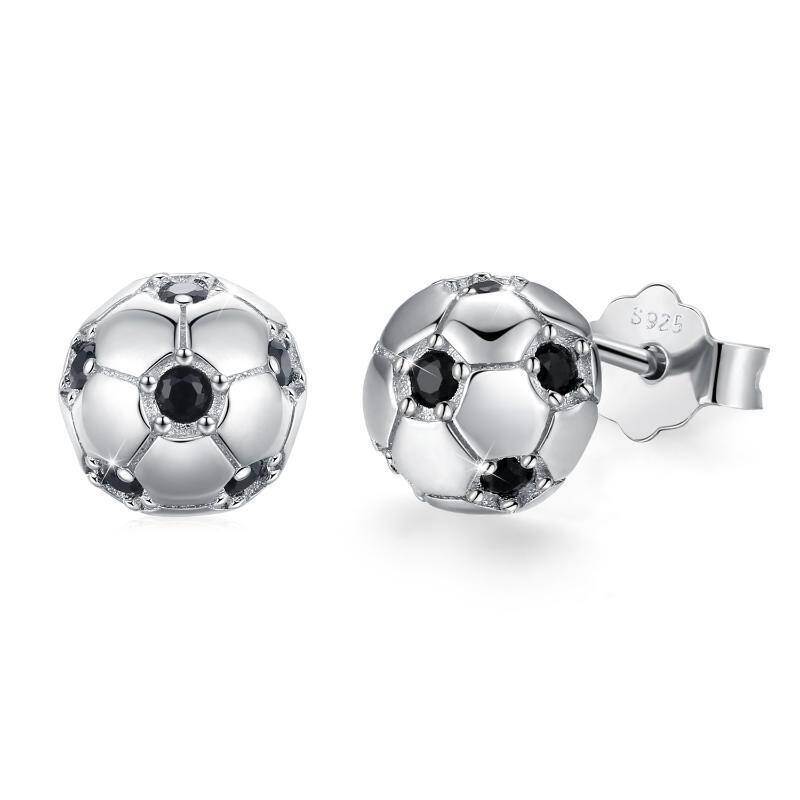 Boucles d'oreilles football en argent sterling avec zircon cubique-1