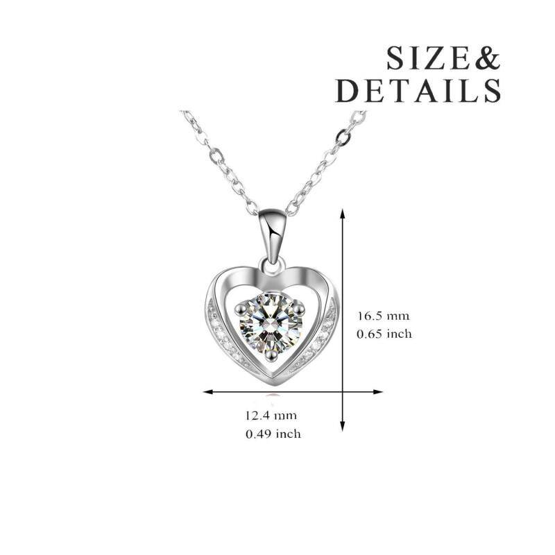 Collar con colgante de corazón de circonita cúbica en plata de ley-5