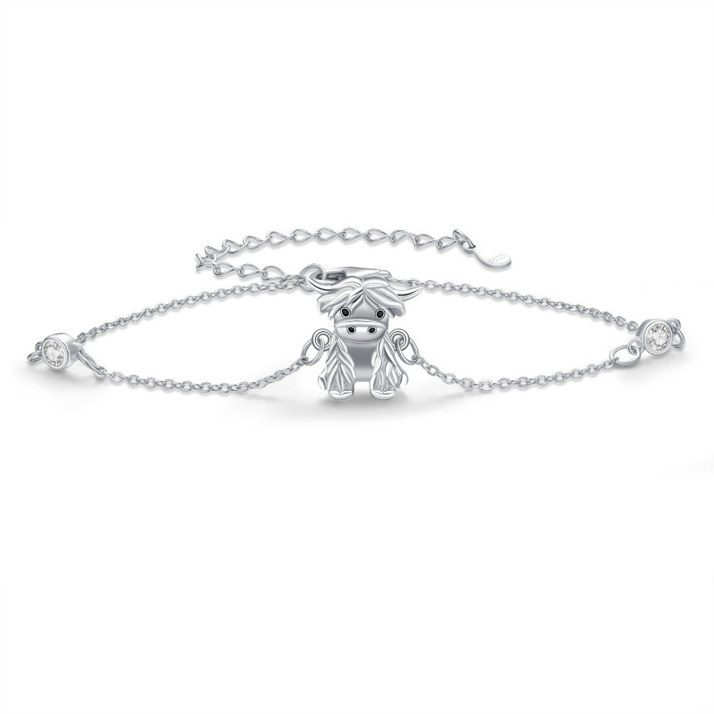 Sterling Silber Cubic Zirkonia Highland Kuh Anhänger Armband-18