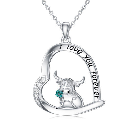 Collar con colgante de plata de ley con circonita cúbica y trébol de cuatro hojas con palabra grabada para mujer, mejor amiga