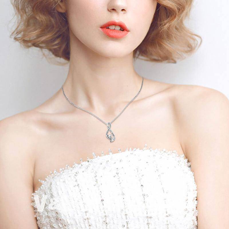 Collar con colgante de símbolo de infinito de circonita cúbica en plata de ley con palabra grabada-2