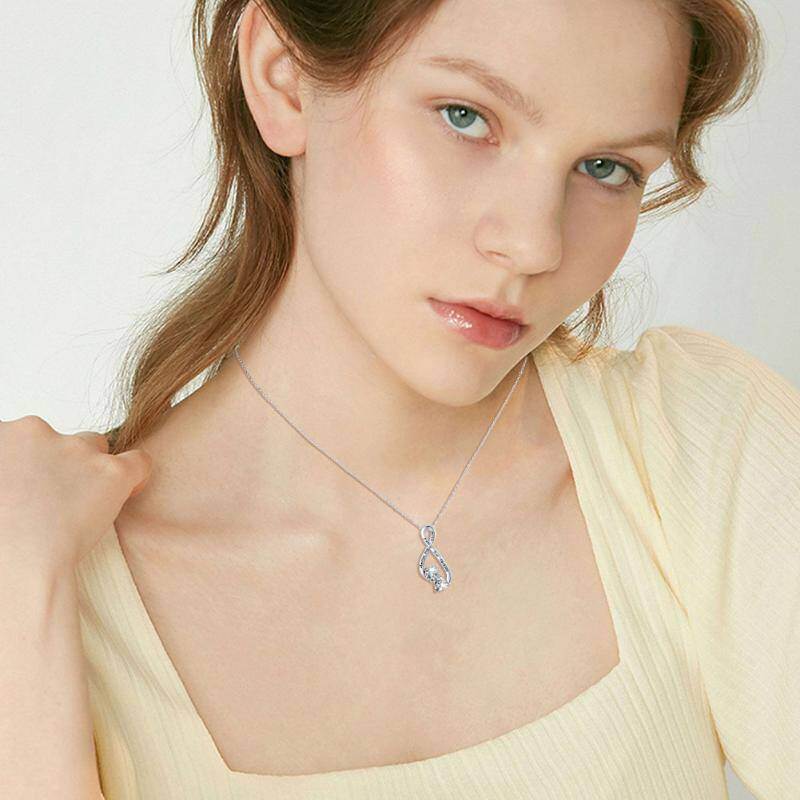 Collar con colgante de símbolo de infinito de circonita cúbica en plata de ley con palabra grabada-3