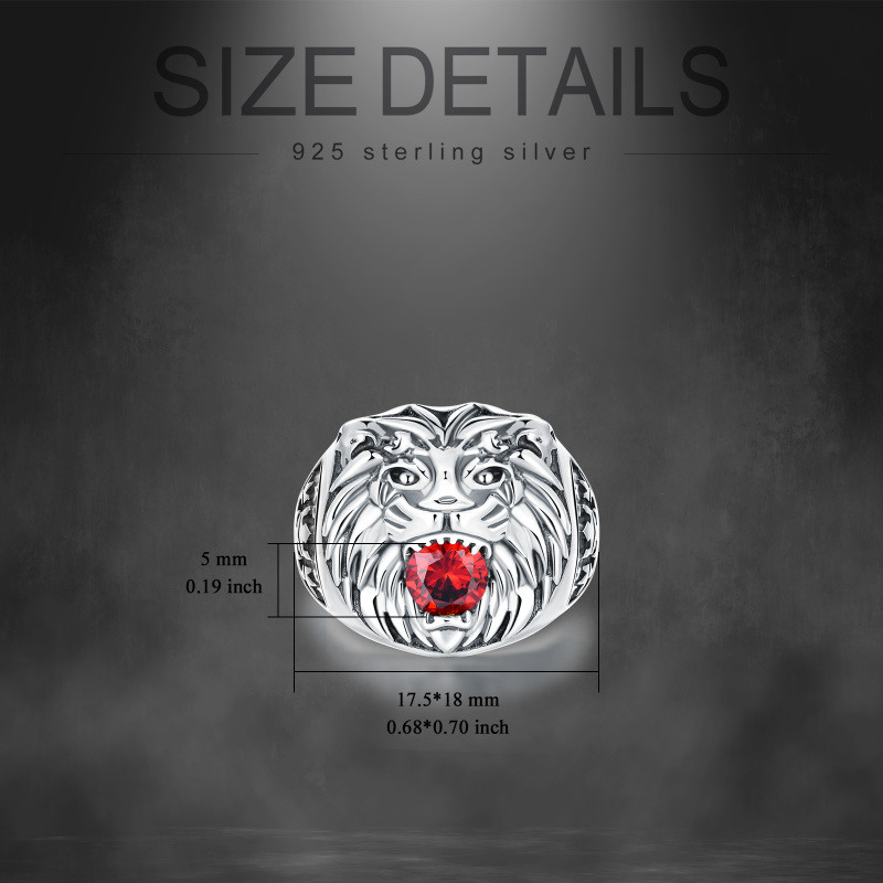 Bague Lion en Argent Sterling et Zircone Cubique pour Homme-5