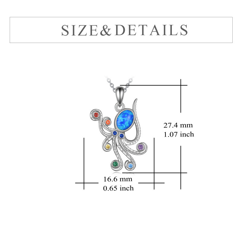 Sterling Silver Cubic Zirconia Octopus & Chakras Pendant Necklace-5