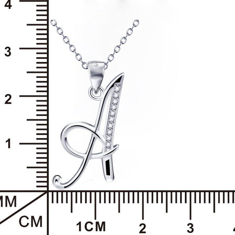 Collar con colgante de letra inicial personalizado con circonita cúbica en plata de ley y letra inicial A-5