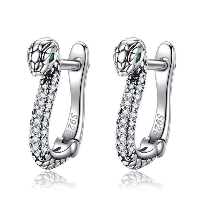 Pendientes de plata de ley con forma de serpiente y circonitas cúbicas-10