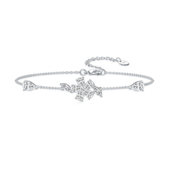 Pulsera de plata de ley con colgante de copo de nieve y circonita cúbica