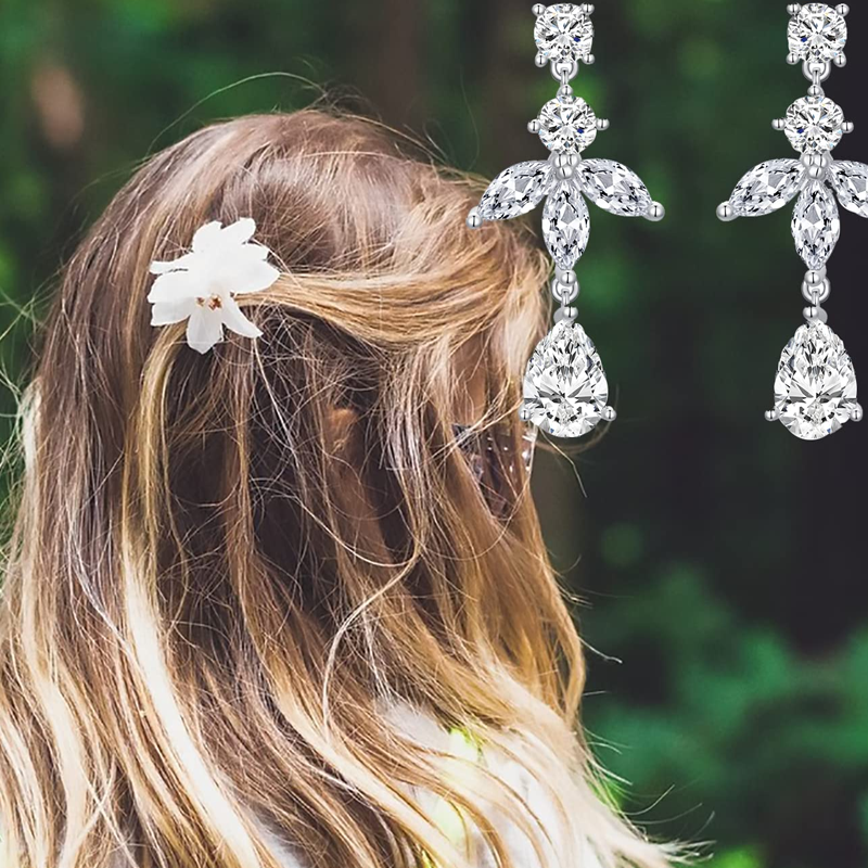 Boucles d'oreilles pendantes flocon de neige en argent sterling et oxyde de zirconium-3