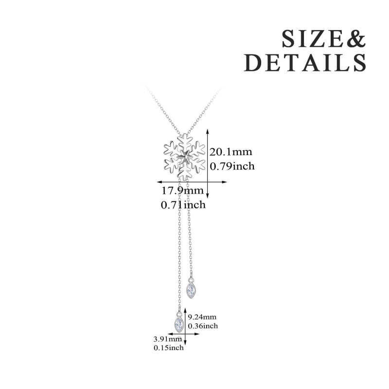 Plata de ley Cubic Zirconia Snowflake Collar Colgante-5