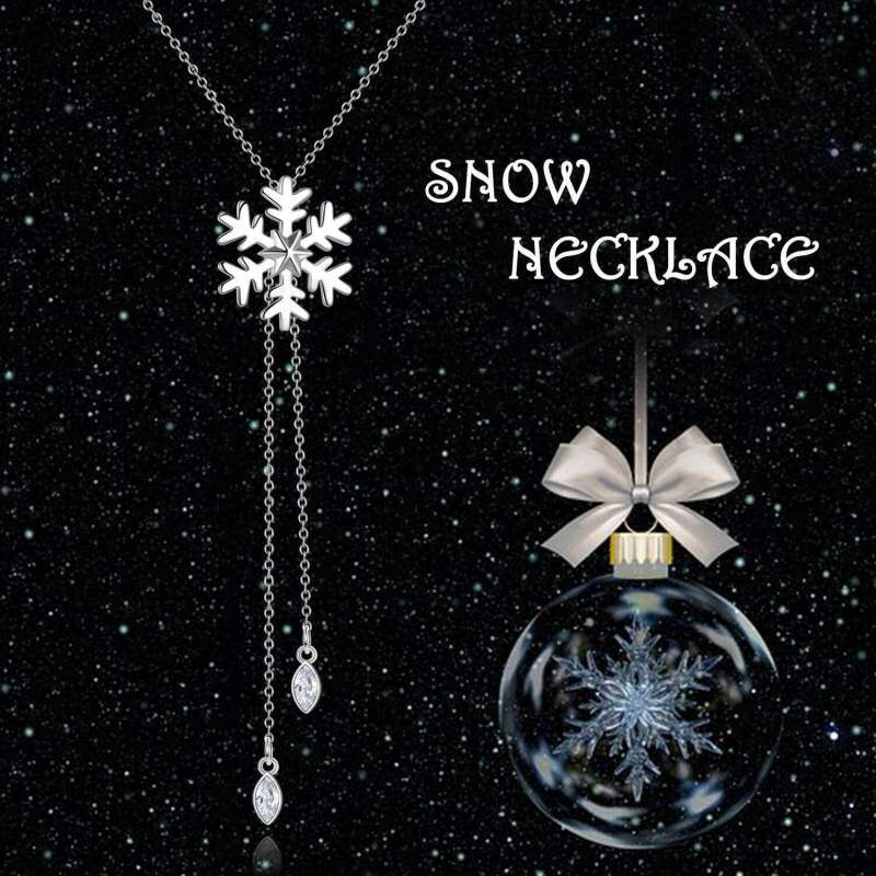 Plata de ley Cubic Zirconia Snowflake Collar Colgante-6