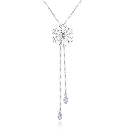 Plata de ley Cubic Zirconia Snowflake Collar Colgante